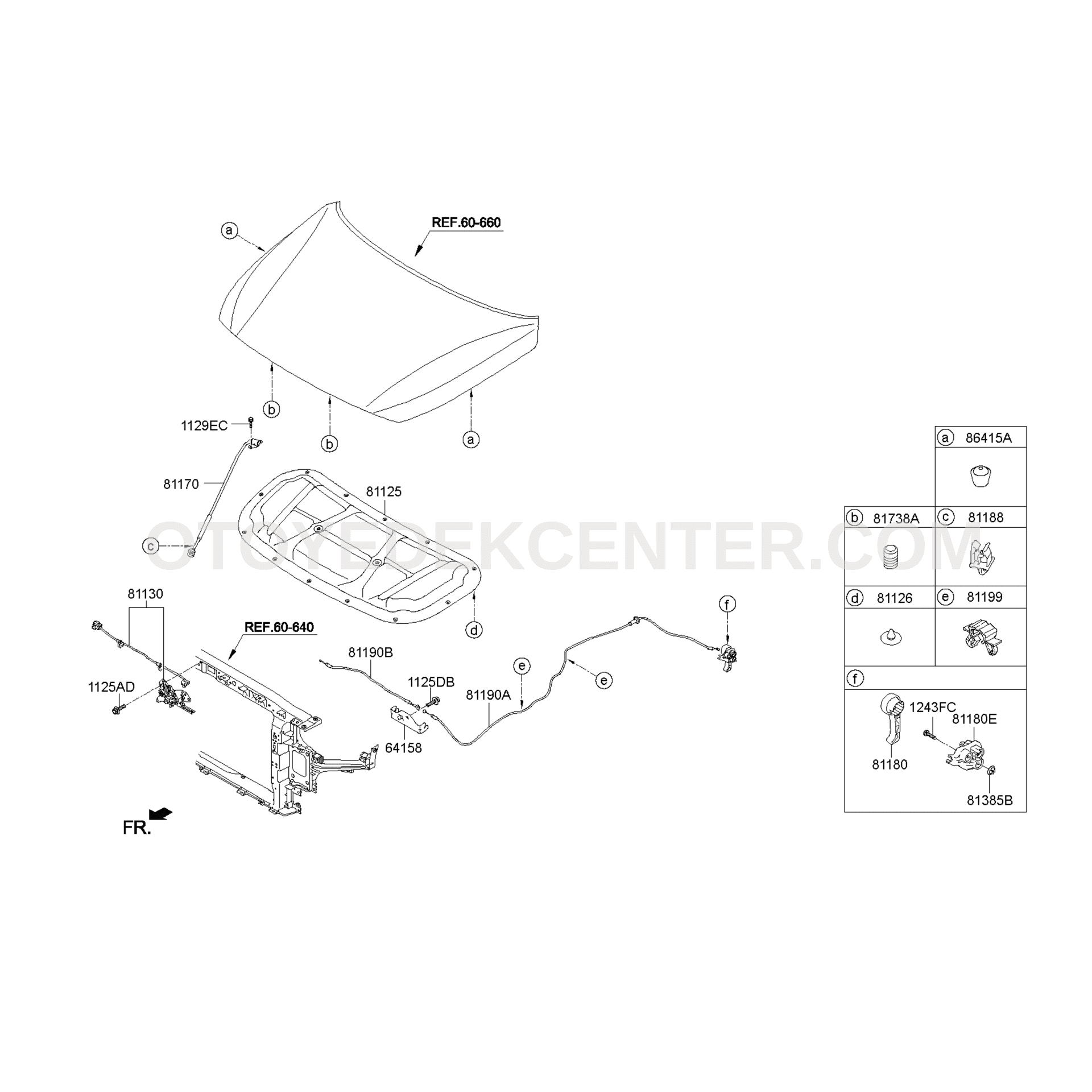 MOTOR KAPUTU KİLİT MEKANİZMASI TABANI TERTİBATI | 81180-G2000
